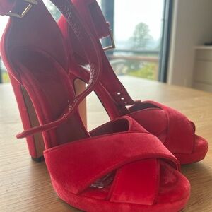 Alexander McQueen Red Stiletto Heels with Straps